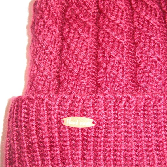 Hand Knitted Hat Toque Adult-OneSize Acrylic Color Burgundy-002 Hand knit by me - Picture 11 of 12
